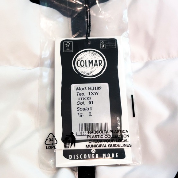 Colmar Reversible Down Puffer Jacket Large Black White Graphic Print Hooded NWT - Picture 6 of 15